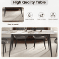 thumbnail image 4 of 62.99" Modern White Pandora Curved Edge Black Metal Leg Dining Table for 6 People (Dining Table Only) - Space-Saving & Easy to Clean, 4 of 15