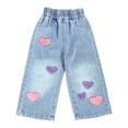 thumbnail image 4 of Gubotare Girls Jeans Regular Fit Little Little Girls Spring Autumn Embroidered Jeans Trousers Pants for Kid 5T 6T (Blue,5-6 Years), 4 of 5