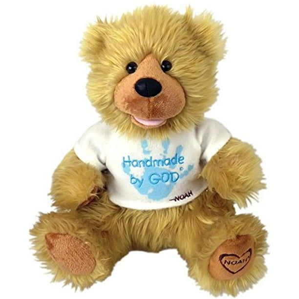 G1060 12 In Noah Bear Hand Made By God Bear With Blue Shirt Toy Size 12 In By Chantilly Lane Ship From Us Walmart Com