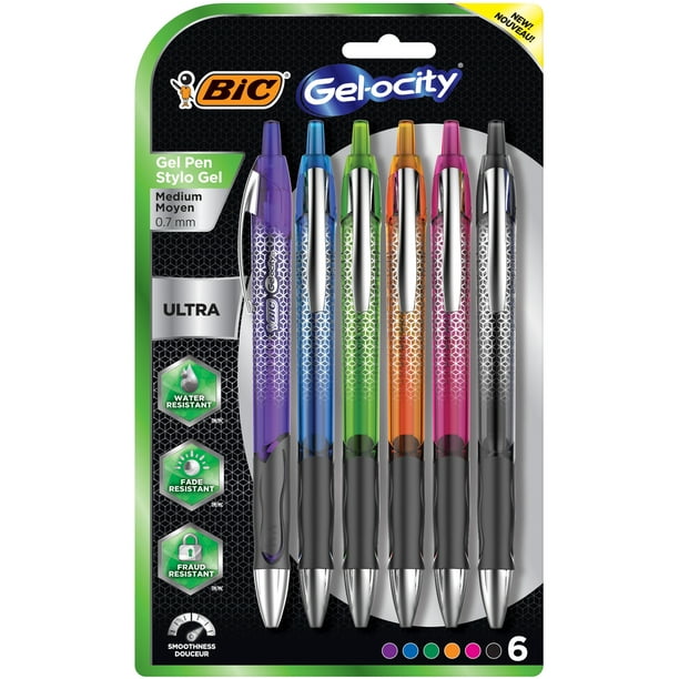 BIC Gelocity Quick Dry Retractable Fashion Gel Pen, Medium ...