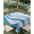 thumbnail image 3 of Square Outdoor Tablecloth with Umbrella Hole Moire Blue Ombre Outside Table Cloth Waterproof Patio Table Cover Abstract Art Waves Stripe Zipper Tablecloths for Picnic Party Camping 60x60 Inch, 3 of 8