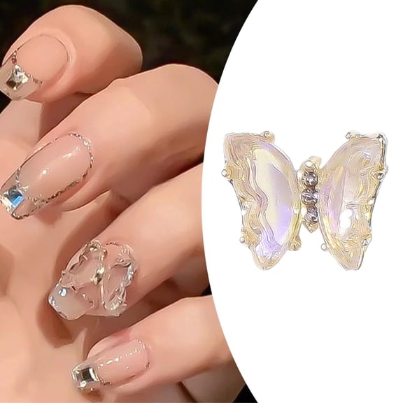 Siquannn 10 Pieces Rhinestone Rhinestone Gel Rose Nail Decals Nail Piercing Charms Impress on Nails Korean Nail Stickers Rainbow Glitter Nail Sticker Medium Nails Peel And Stick Nails