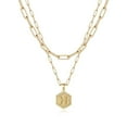 thumbnail image 1 of Colliers Initiaux Superposés pour Femmes, Collier Chaîne Trombone Simple Mignon Pendentif Lettre Hexagonale Collier Ras du Cou Initial Or Colliers Superposés pour Femmes, HGold, 1 of 5