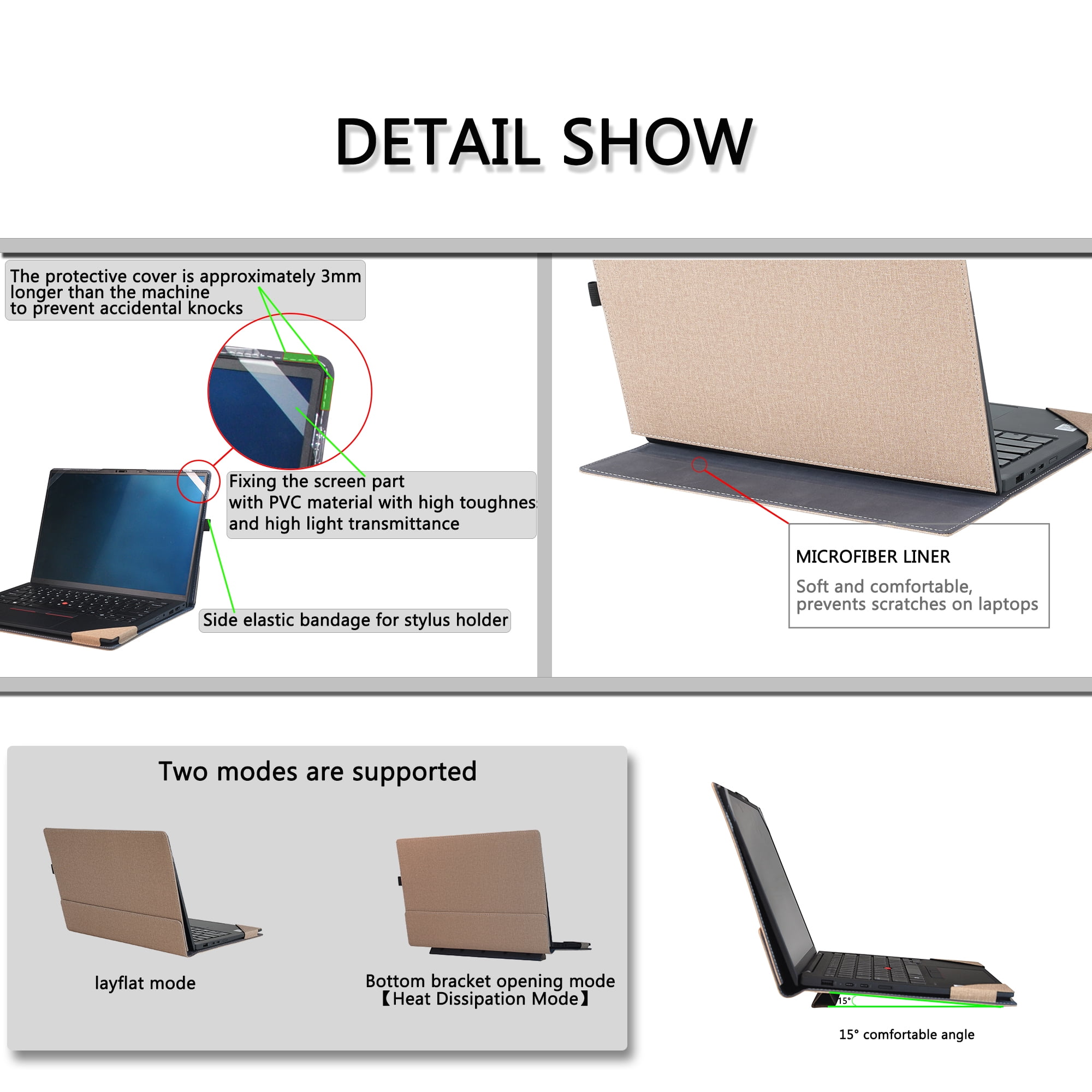 LIMIYUE Laptop Cover Case for HP OmniBook X /Ultra /5 Flip 14 inch & for 14'' ZBook Ultra G1a [Do Check Model] Sleeve,PU Leather Protective Bag with Foldable Cooling Bracket