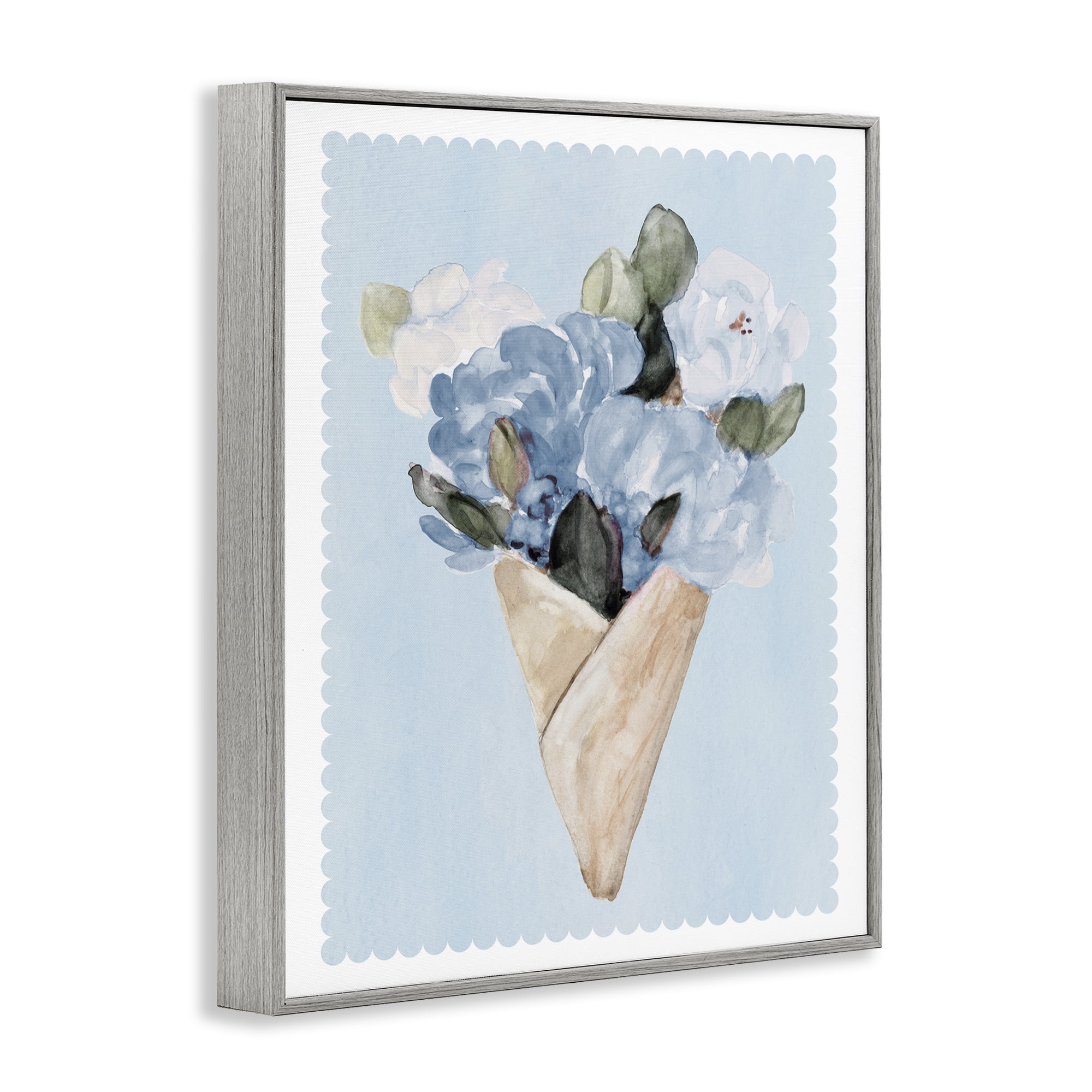 Stupell Industries Blue Gift Bouquet Gray Framed Giclee Art, design by Lanie Loreth