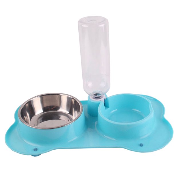 Alimentador de mascotas Sunnimix 2 en 1 Cuenco de agua y alimentos azul 350x210x45mm
