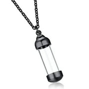POMOKO Personalized Engraving Acrylic Cylinder Urn Necklaces for Ashes Clear Glass Tube Vial Creamation Necklace Custom Ash Urns Locket Pendant Keepsake Memorial Jewelry,black