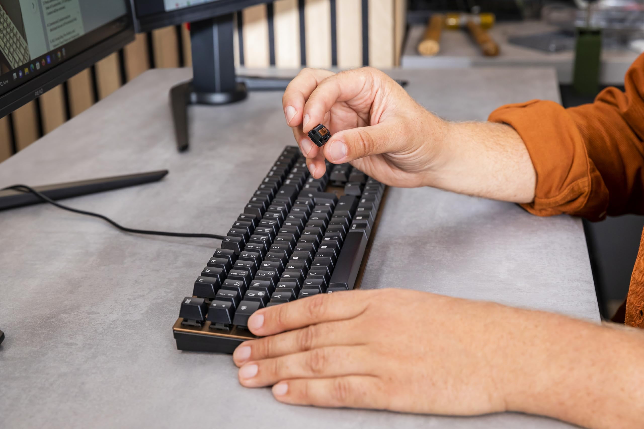 Cherry KC 200 MX Mechanical Office Keyboard with MX2A Brown Switches, Bronze