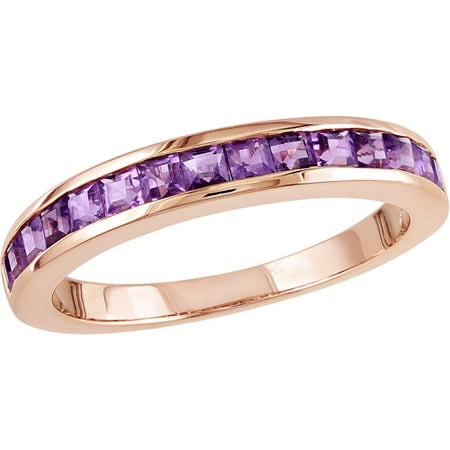 4/5 Carat T.G.W. Amethyst Pink-Plated Sterling Silver Eternity Ring