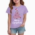 thumbnail image 5 of sdbrld Girls Christmas Shirts for Kids Cute Graphic Short Sleeve Holiday Tee Tops Purple Sizes 7-8 Years, 5 of 6