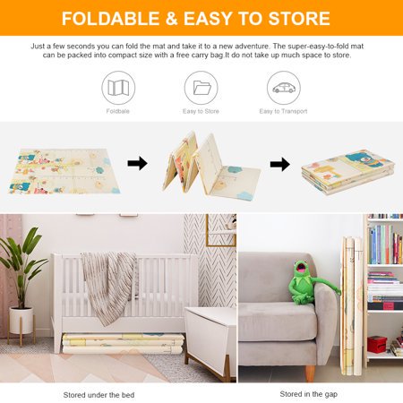 Tapis De Jeu Pour Bebe Double Face Tapis De Jeu Pliable En Mousse Pour Enfants Tapis De Jeu Portable Impermeable Reversible 177 X 116 5 X 0 8 Cm Walmart Canada