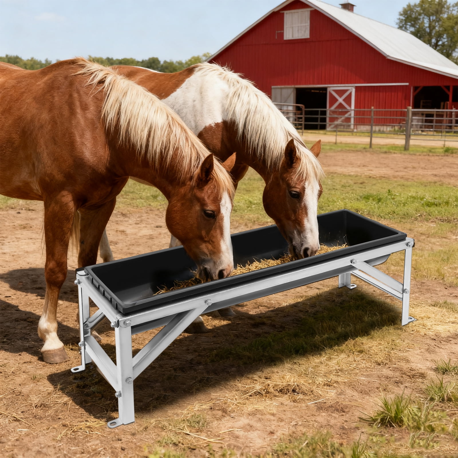 Premium Livestock Feeder, 9.25 Gal (35L) Capacity, Durable Steel & PP Construction - Rust-Resistant