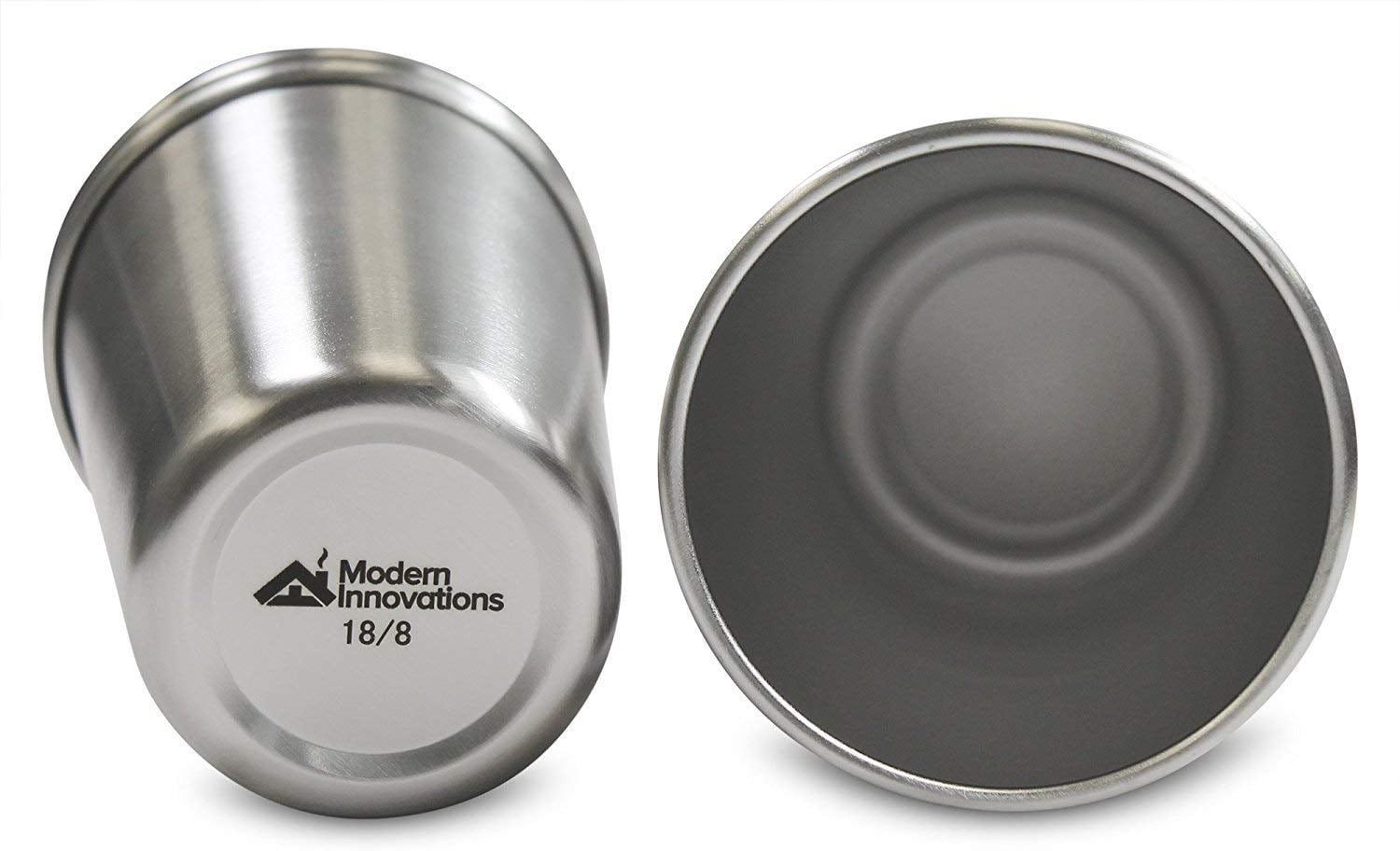 Modern Innovations 16 Ounce Stainless Steel Pint Cups - Stackable Pint Cup Tumblers For Travel – Metal Cups For Drinking Outdoors - 16 Oz Reusable Steel Cups - 5 Pack