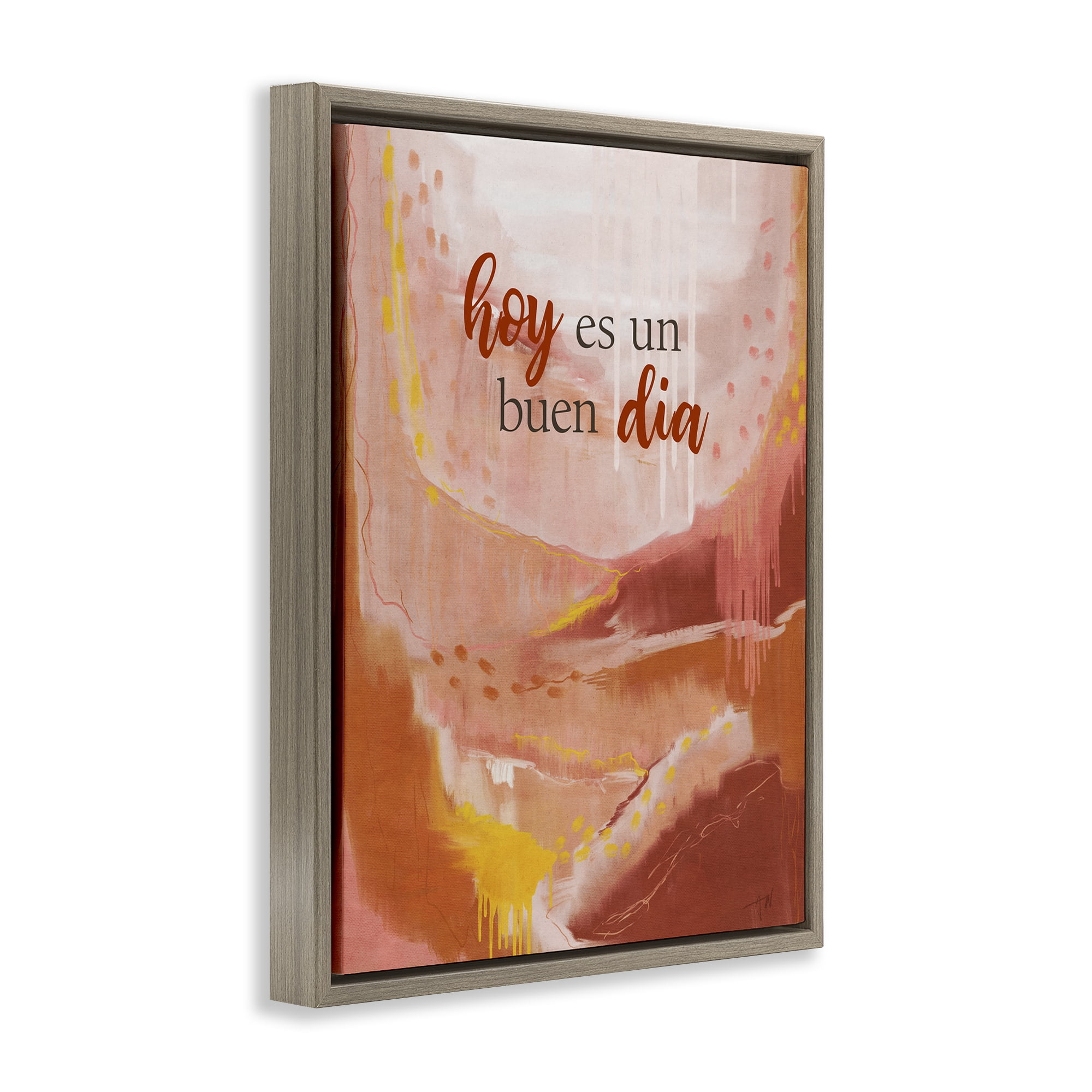 Stupell Industries Hoy es un Buen Dia Rojo Inspirational Quotes & Sayings Painting Brown Floater Framed Art Print Wall Art, 17 x 21