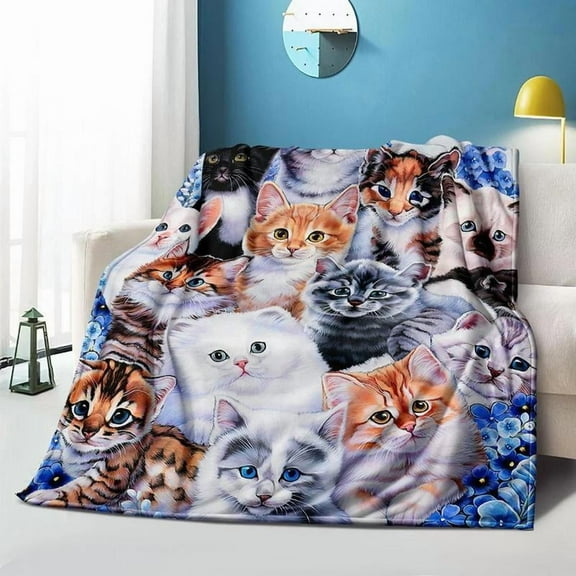 Soft Funny Throw Blanket Cute Cat Microfiber Blanket For Bed Bedspread Sofa Decorative Camping Picnic Winter Warm Blanket