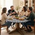 thumbnail image 5 of Flannel Backed Vinyl Round Tablecloth with Elastic Edge, Fits 45"-56" Tables, Heavy Duty Wipeable Table Cover for Picnic Patio, Black White, 5 of 7