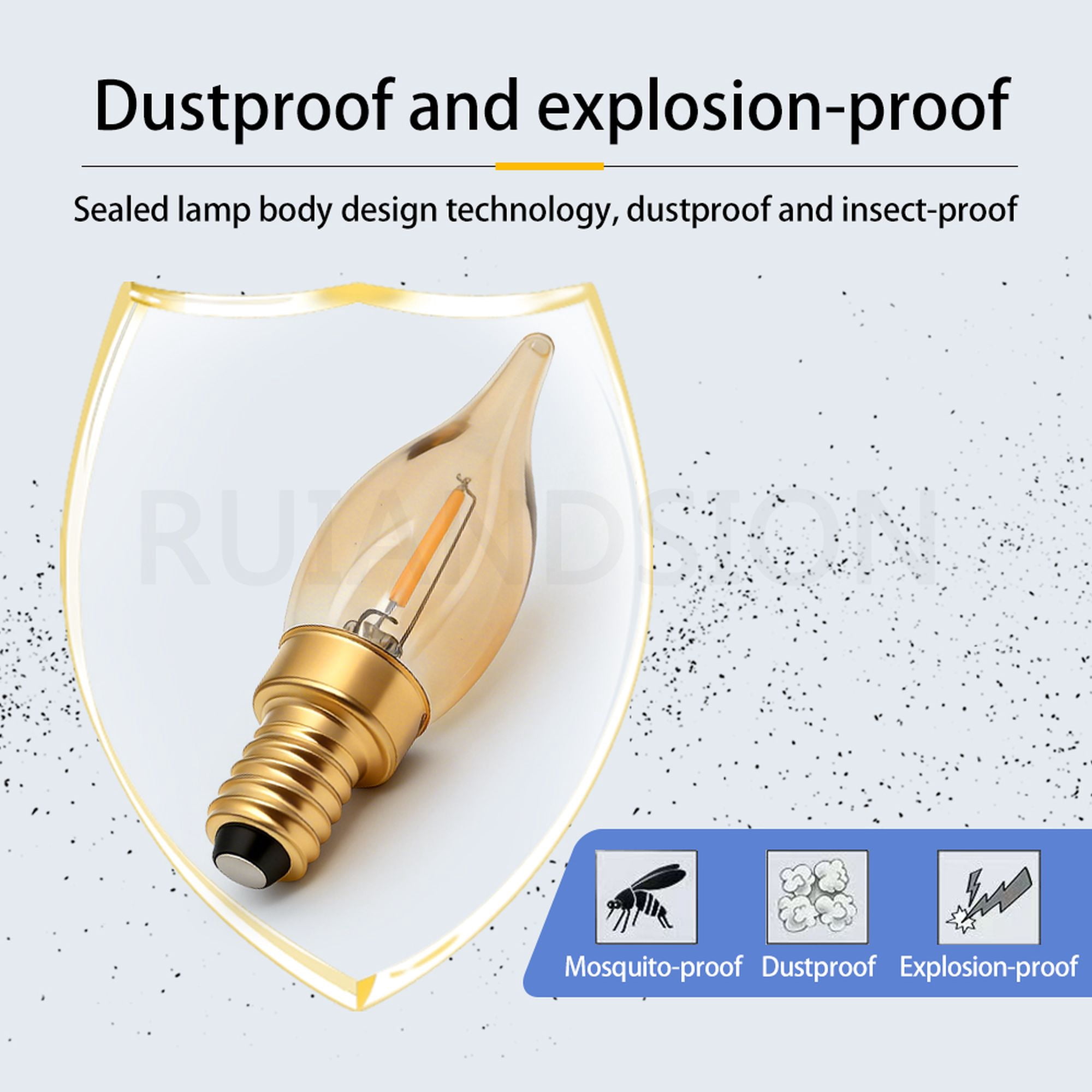 Ruiandsion E12 Retro Filament LED Bulbs,0.5W Amber Glow,No-Flicker, for Wall Sconce, Holiday Decor,12-Pack
