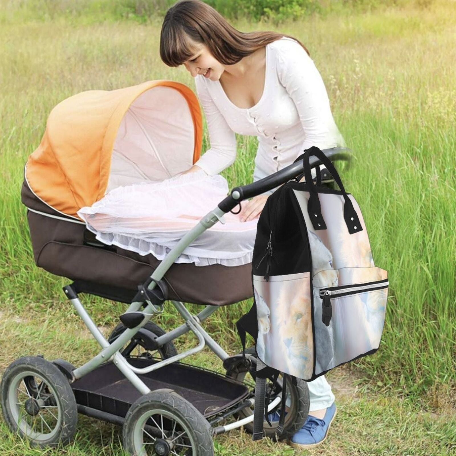Ratiio The Cat Looks in the Mirror Mummy Backpack - Waterproof Twill Canvas, Large Capacity Diaper Bag with Multiple Pockets and Adjustable Straps