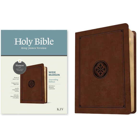 KJV Wide Margin Bible, Filament Enabled (Leatherlike, Dark Brown Medallion, Red Letter), (Hardcover)