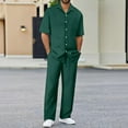 thumbnail image 3 of HDGB Men's 2 Pieces Shirt Sets Casual Short Sleeve Button Down Lapel Shirts and Loose Pants Outfits Hawaiian Dressy Work Beach Suit Set, 3 of 4