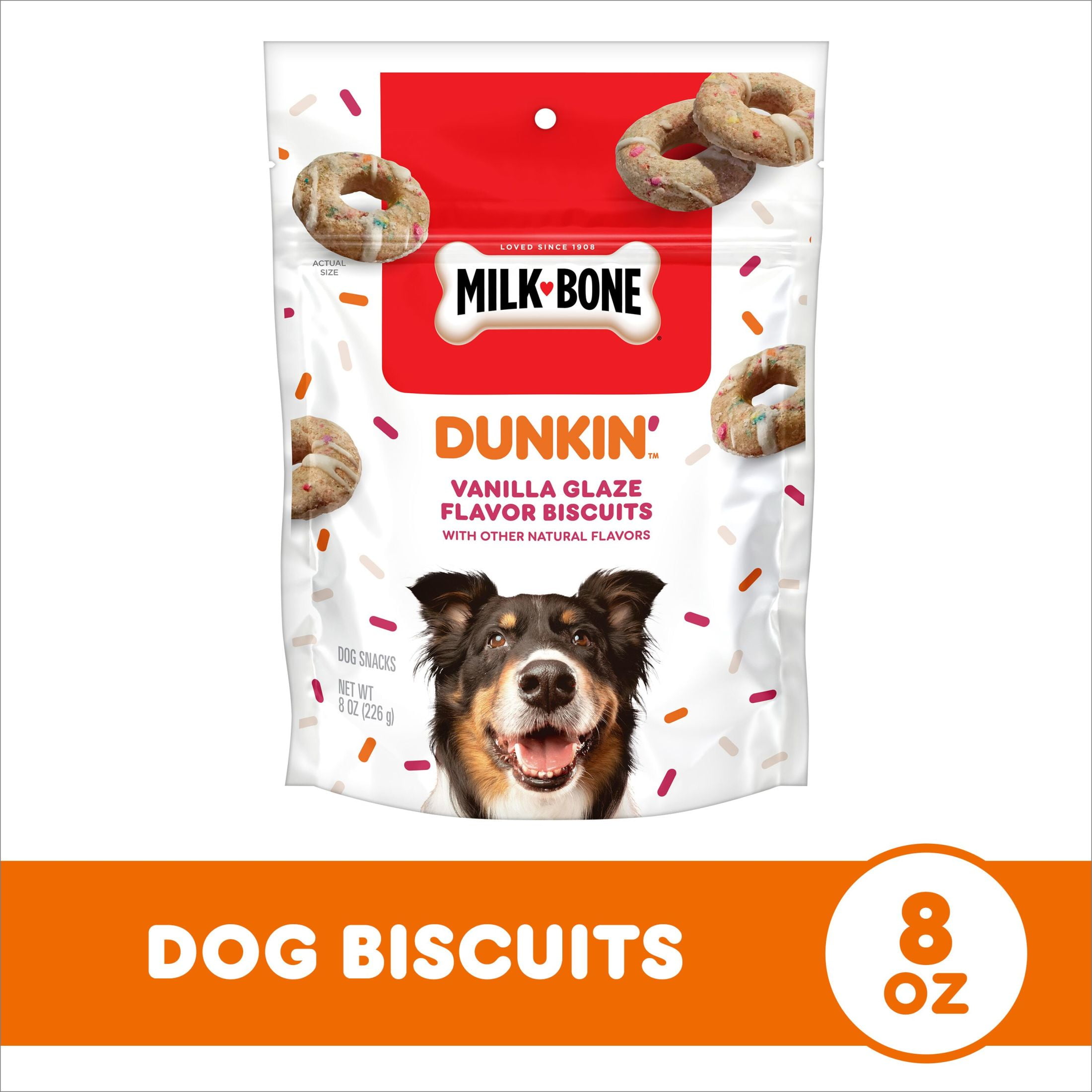 (24 pack) Milk Bone Dunkin’ Vanilla Glaze Flavor Dog Biscuits with Other Natural Flavors, 8 oz Bag