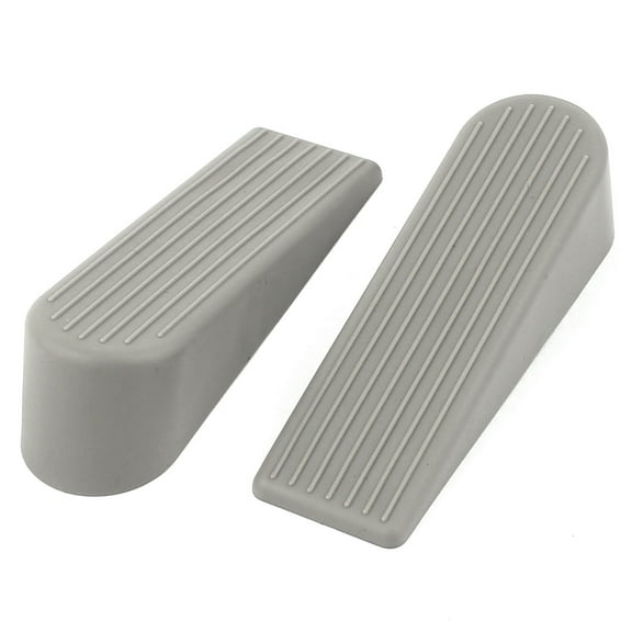 2 Pcs Rubber Anti-slip  Wedge Door Stop Jam Block Gray