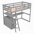 thumbnail image 5 of Gray Twin Size Loft Bed Featuring Desk, Shelves & 2 Built-in Drawers, Solid Pine, 5 of 15