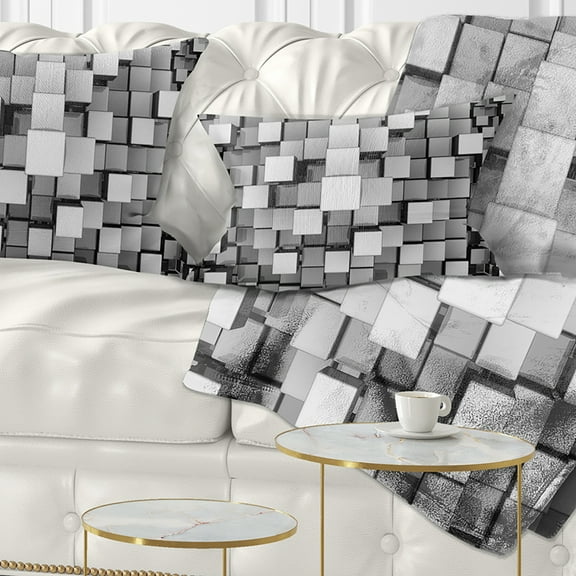 Designart Black and Grey Cubes - Contemporary Throw Pillow - 12x20