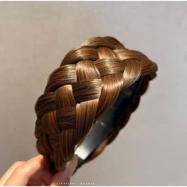 Peluca de trenza de espina de pescado, aro para el cabello, todo en uno, para mujer, sello para el cabello, aro para el cabello prensado, tocado, aro para el cabello