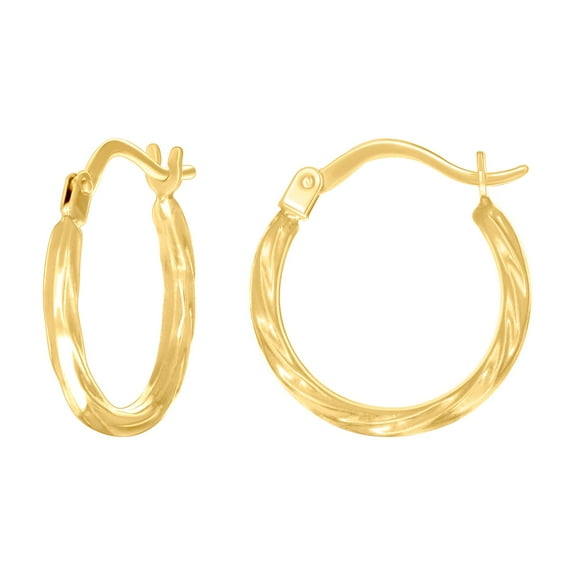14k Yellow Gold Womens Round Twisted Hoop Earrings 16.4x15.4mm Wide Hoop Earring for Women