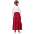 thumbnail image 6 of Yesfashion Girls Casual Button Front Ruffle Hem Elastic High Waist Long Swing Tiered Maxi Skirt, 6 of 7