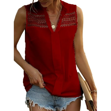 

Wrcnote Women Hollow Plain Cami Bohemian Vaction Sleeveless Pullover Solid Color Camisole