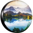 thumbnail image 1 of cozipink Nature Mountain Compass Spare Tire Cover Wheel Protectors Weatherproof Universal for Trailer Rv SUV Truck, 1 of 5