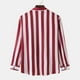 thumbnail image 2 of Camisa a rayas para hombre, manga larga, cuello vuelto, blusa holgada con botones para uso diario y trabajo, 2 of 5