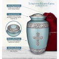 thumbnail image 4 of Honorary Memorials Turquoise Sacred Cross Cremation Urn for Human Ashes - Handmade Cremation Urn - Adult Size Burial Urn - Plastic Bag and Satin Bag for Urn and for Ashes Included, 4 of 7