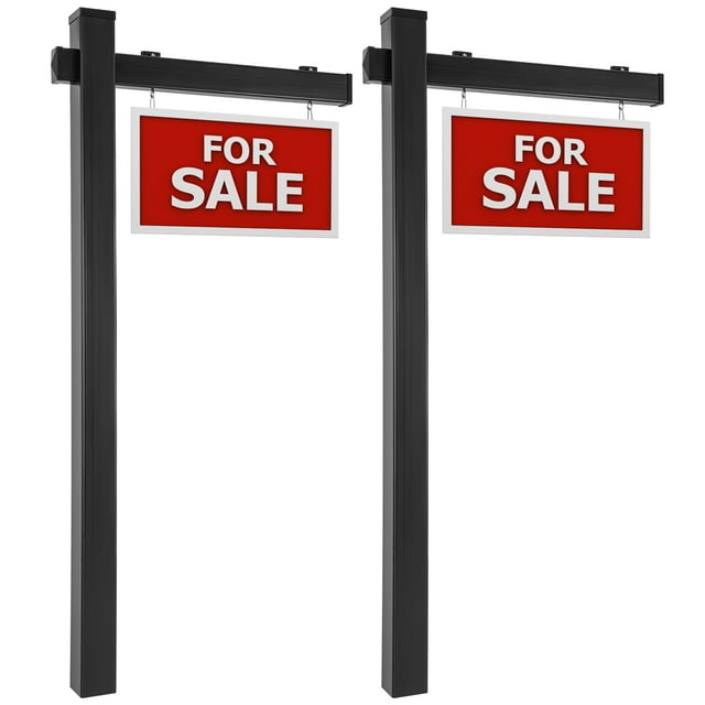 Gymax 2PCS 6' UPVC Real Estate Sign Post Open House Yard Home for Sale W/Stake