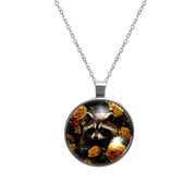 Raccoon Glass Design Circular Pendant Necklace - Stylish Women's Fashion Jewelry by XYZ Brand