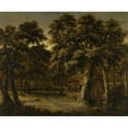 thumbnail image 2 of Philips Koninck 17x15 Gold Ornate Wood Frame and Double Matted Museum Art Print Titled - A Woodland Scene with a Cottage and Figures, 2 of 4