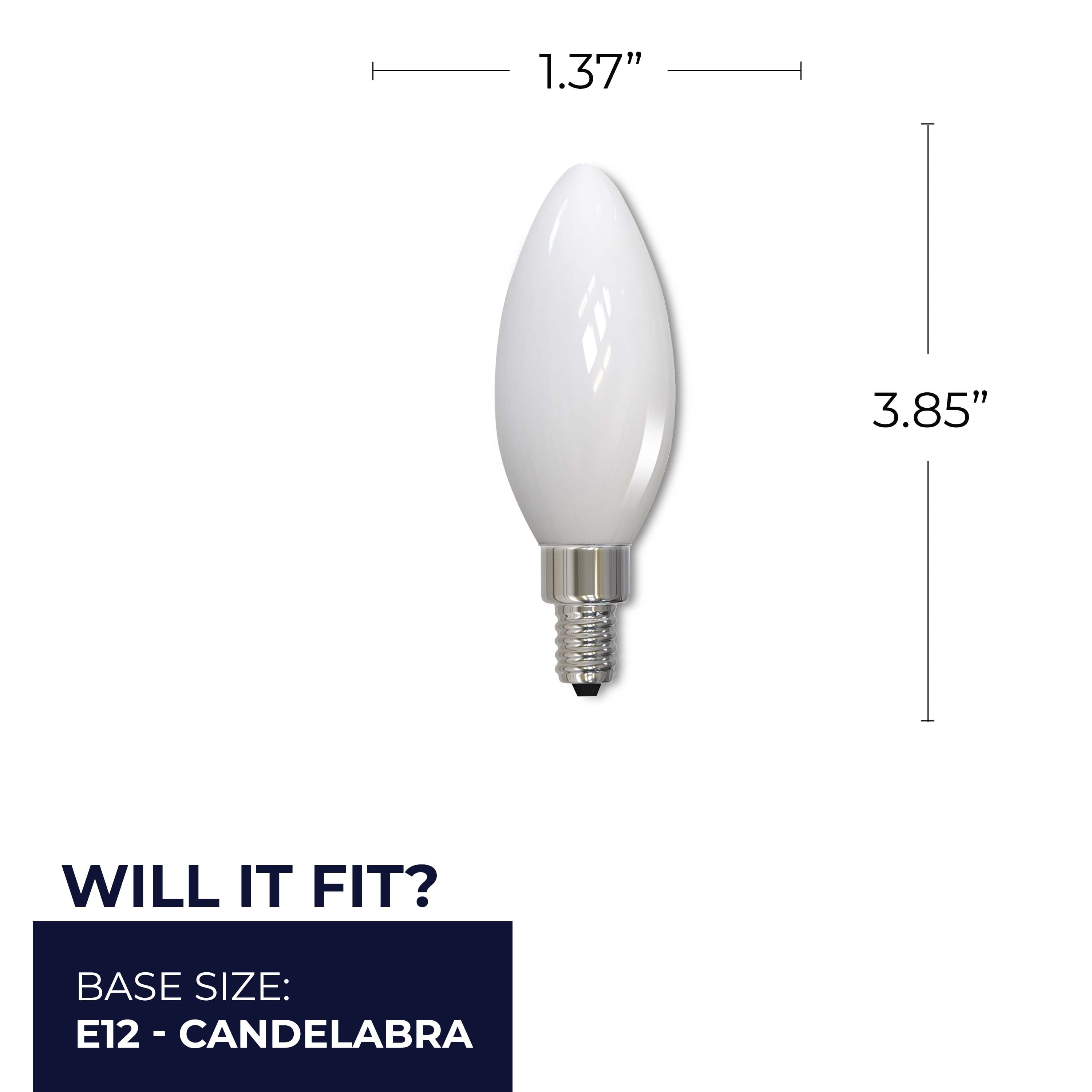 Bulbrite Pack of (4) 3.6 Watt Dimmable Milky Finish B11 Candelabra (E12) LED Light Bulb - 300 Lumens, 2700K