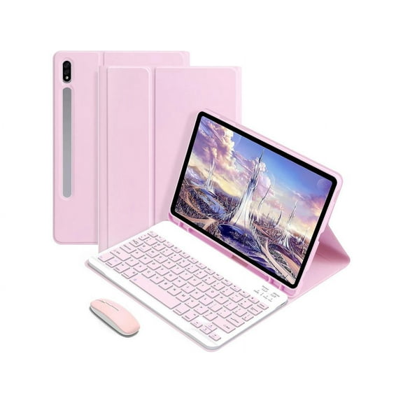 Keyboard Case with Wireless Mouse Combo for Samsung Galaxy Tab S8 2022 / Tab S7 2020 11 inch Model SM-X700/X706/T870/T875/T876, Smart Folio Cover with Magnetic Detachable Wireless Keyboard and Mice