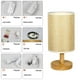 thumbnail image 5 of Lámpara de mesa para dormitorio | Lámpara de mesita de noche regulable de 3 vías con bombilla LED | Base de madera maciza, pantalla redonda de tela de lino | Cabecera, Oficina, Dormitorio | 1 pieza, 5 of 8