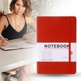 thumbnail image 2 of Aonity Red A5 Notebook with Binding (100 Sheets/200 Pages)， A5 Strap Belt Waist Seal Notebook Book Hard Cover Imitation Leather Elastic Strap Hand Book Diary 160 Pages Horizontal Line, 2 of 9