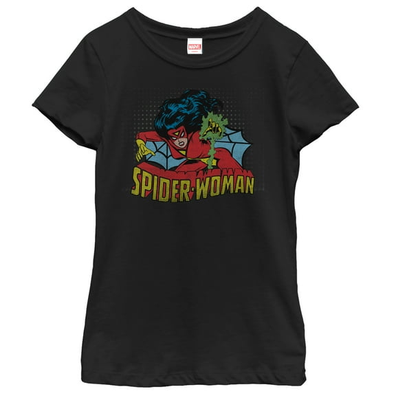 Girl's Marvel Spider-Woman Venom Blasts  Graphic Tee Black Large