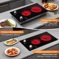 thumbnail image 4 of Sunmaki 2 Burner Electric Cooktop 1800W Portable Electric Stove with 11 Power Levels, Knob Control, 12 inch, 4 of 13