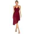 thumbnail image 5 of YIZYIF Womens Asymmetrical Hem Ballet Lyrical Dance Dress Shiny Sequins Spaghetti Straps Figure Skating Dancewear Burgundy S, 5 of 7