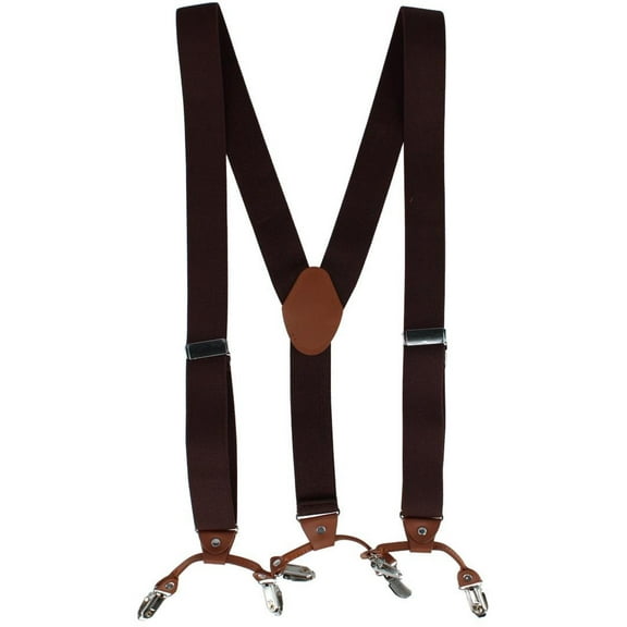 CTM  Solid Color Elastic Y-Back Double Clip-End Suspender (Men)