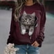 thumbnail image 3 of Sudadera con capucha con estampado de gato para mujer, sudaderas con capucha de animales, abrigos Harajuku, jerséis, ropa Kawaii y2k, Otoño e Invierno, 3 of 5