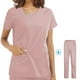 thumbnail image 1 of Conjunto de uniformes para mujer, pantalones superiores de enfermera, trajes de trabajo de médico, ropa cómoda para el de mascotas, SPA, Rosa Macarena Pantalones médicos de enfermera, 1 of 7