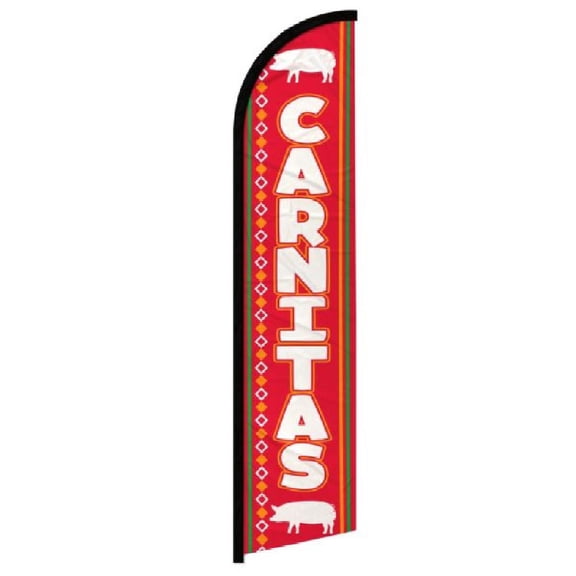 OnPoint Wares| Carnitas Windless Banner Flag | Advertising Flag/Business Flags | 11.5ft x 2.5ft