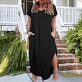 thumbnail image 2 of Guluxicc Women's Plus Size Dresses Summer Casual Loose Pocket Short Sleeve Slits Long Maxi Dress Trendy Wear, 2 of 5